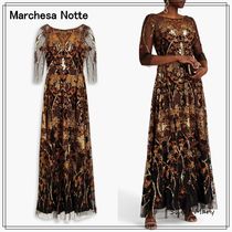 海外限定☆Marchesa Notte/ギャザー チュール ロングドレス♪