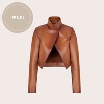 FENDI Jacket レディース　ブラウン　レザージャケット