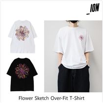 [IONSEOUL]Flower Sketch Over-Fit Tシャツ★韓国ファッション★