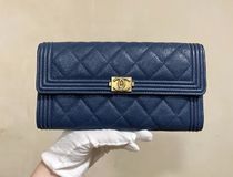 VINTAGE シャネル BOY CHANEL ロングウォレット ネイビー