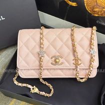 24C CHANEL CCシンプルな星のチェーンウォレット_キャビアスキン