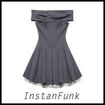 【INSTANTFUNK】OFF-THE-SHOULDER FLARED MINI DRESS