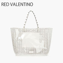 関税送料込 RED VALENTINO スタッズ付き PVC トートバッグ