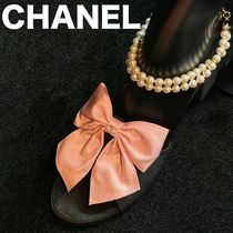 《大きなリボンが可愛い》CHANEL サンダル リボン パール