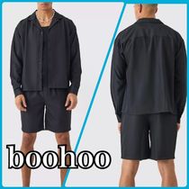 ★boohoo★　BOXY ソフトツイル長袖シャツ＆ショートパンツset