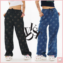 韓国★[WONDERVISITOR] BN HEART PATTERN DENIM JOGGER PANTS