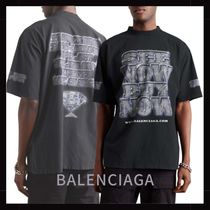 【BALENCIAGA】ロゴプリント ダメージ加工 コットン Tシャツ