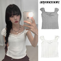 【Anyone more】Ashu shirring lace short sleeve T-shirt