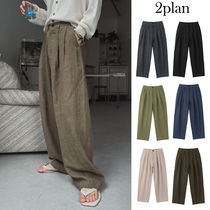 【2plan】Martin cool linen two-tuck pants