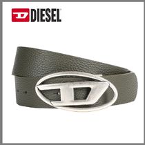 DIESEL レザーベルト ロゴ バックル グリーン 関税・送料込み