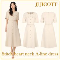 ■JJ JIGOTT(JJジゴット)Stitch heart neck A-line dress