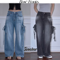 ★Rose Frantz★ Ribbon Wide Denim Pants (2色)