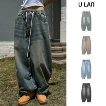 【U LAN】Fit String Banded Balloon Denim Pants