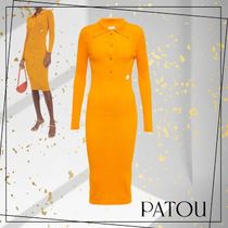 大人気 【PATOU】 Ribbed-knit midi dress ミディ丈 ワンピース