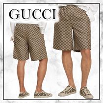 ◆GUCCI 24SS最新作◆GGロゴ柄 リネンブレンド ショーツ/Beige◆