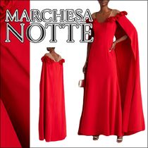 【Marchesa Notte】ロングドレス ケープ チュール レッド