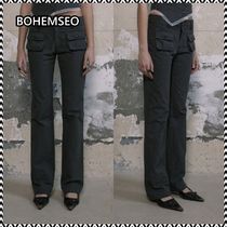 《bohemian seoul》 CHECK POCKET SEMI BOOTS CUT PANTS