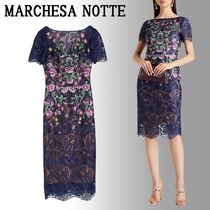 MARCHESA NOTTE マクラメレース ワンピース 刺繍