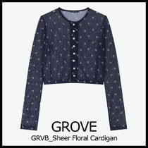 人気【GROVE】 GRVB_SHEER FLORAL CARDIGAN