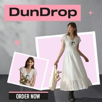 ◆DUNDROP◆ドットレースVネックドレス◆