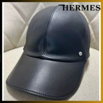 【贅沢な一品 2色】HERMES レザーキャップ Riley 裏地シルク