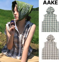 【AAKE】CUDDLY CHECK HOOD VEST