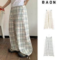 【BAON】24SS★ [BAONHAUS] check banding string jogger PT