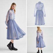 《送料無料》 PRADA Embroidered striped organza dress