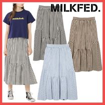 すぐ届く☆MILKFED. ティアードロングスカート ギンガム ロゴ