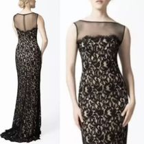 TADASHI SHOJI レース黒ロングドレス シアーヨーク スリーブレス