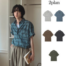 【2plan】Vert wrinkle check short sleeve shirt