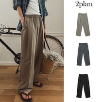 【2plan】Linear one-tuck banding wide slacks