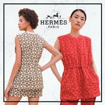 涼しげで個性溢れるデザイン★【HERMES】プリント付きチュニック