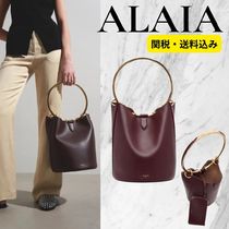 お洒落カラー★ ALAIA アライア Ring brown leather bucket bag