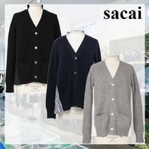 国内より1WEEK【sacai】Wool Knit x Cotton Poplin Cardigan