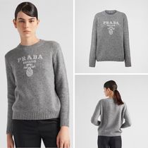 《送料無料》 PRADA Wool, cashmere and lame crew-neck sweater