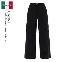 Ganni Checked Canvas Trousers For Men