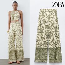 【ZARA】プリント地ワイドパンツ  | 1821/221