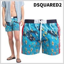 DSQUARED2☆サイドラインロゴ サーフ柄 スイム ボクサー ミディ