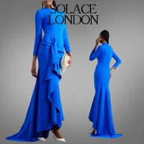 【SOLACE LONDON】クレープ ロングドレス ラッフル付き/関税込