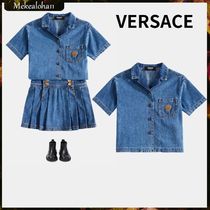 VERSACE☆キッズ ラ・メデューサ刺繍デニムシャツ ブルー