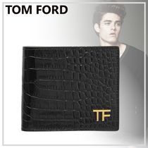 洗練された【TOM FORD】クロコ 二つ折り財布 レザー 24SS新作