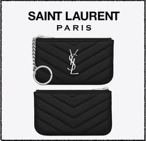 ★Saint Laurent★ モノグラム・サンローラン キーポーチ 黒x銀