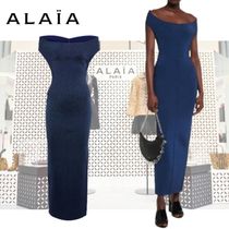 【ALAIA】オフショルダー ウールブレンド Lurex ガウン