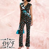 DVF★ジャージー ラップ風ジャンプスーツ フローラルプリント