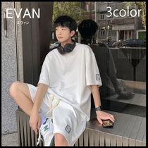 韓国メンズ EVAN セットアップ ロゴタブ 半袖短パン モテコーデ