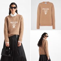 《送料無料》 PRADA Cashmere wool Prada logo crewneck sweater