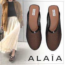 【お洒落度UP】ALAIA◆メッシュ ミュール フラットサンダル ロゴ