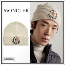 MONCLER ロゴ アップリケ リブ バージンウール ビーニー 人気