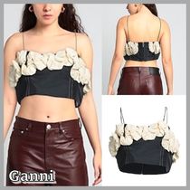 【GANNI】フラワー フリル ビスチェ トップ Black キャミ